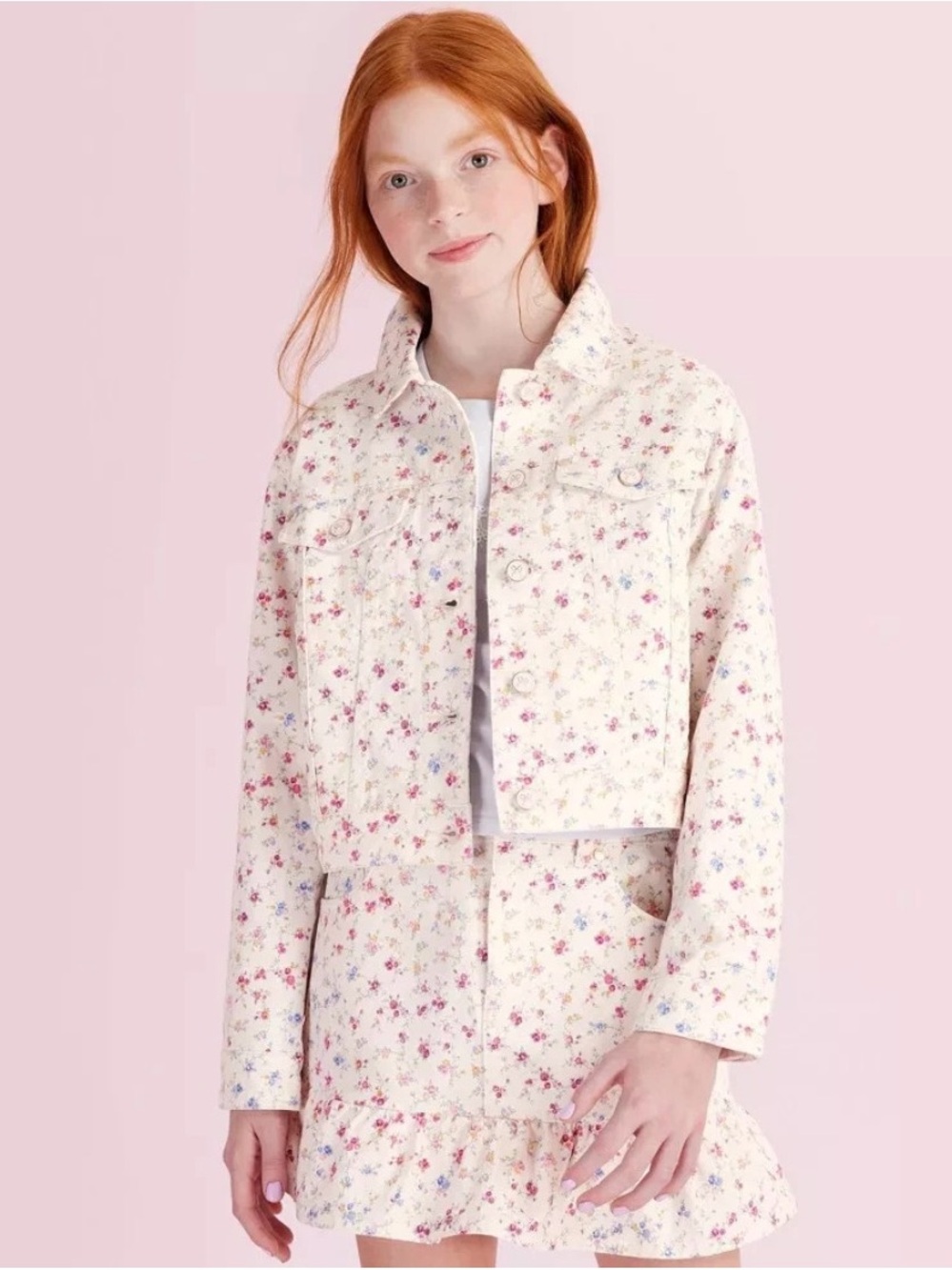 Girls' Grace Sunrise Patchwork Denim Jacket - LoveShackFancy Cream L